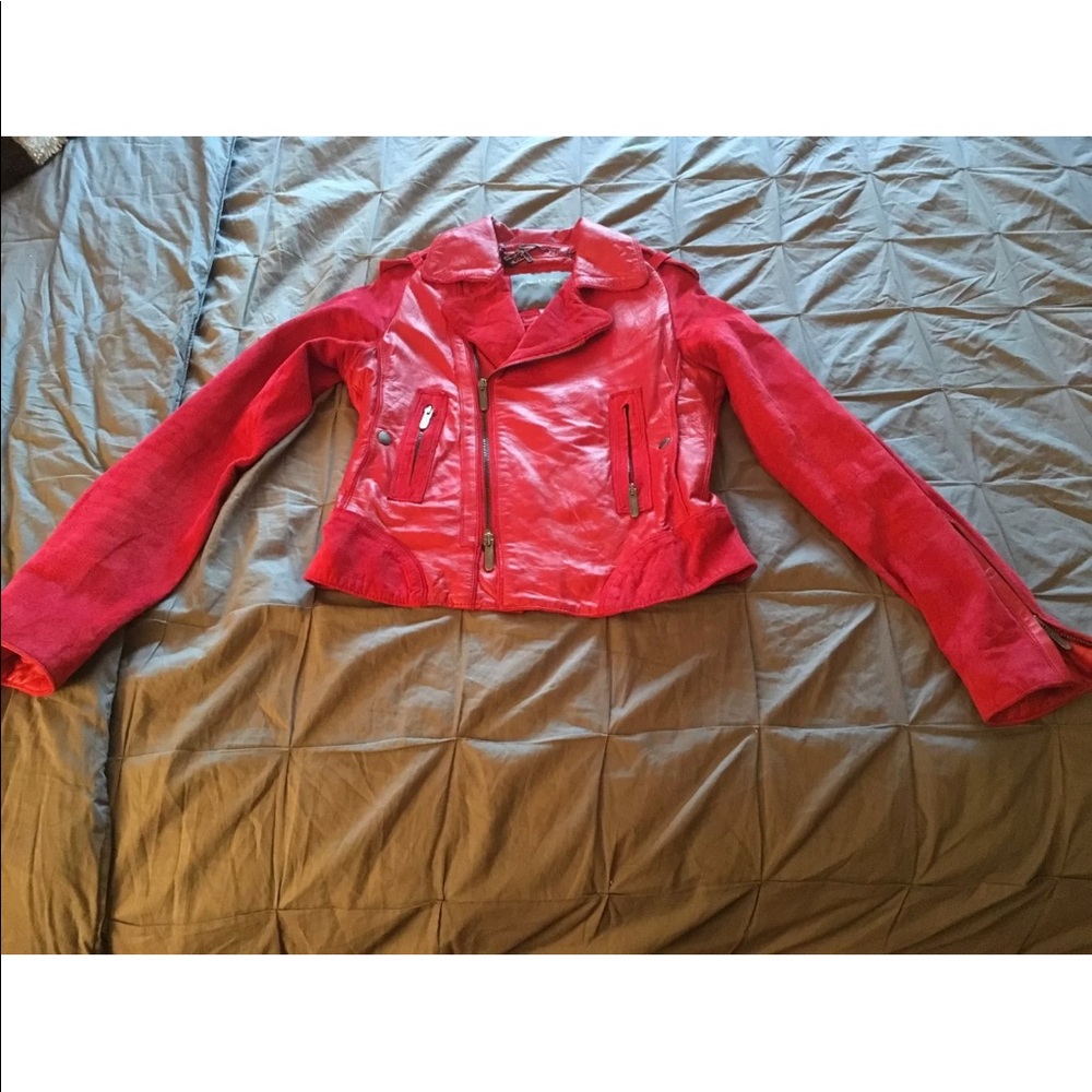 Zac Posen Red real leather jacket Sz XS